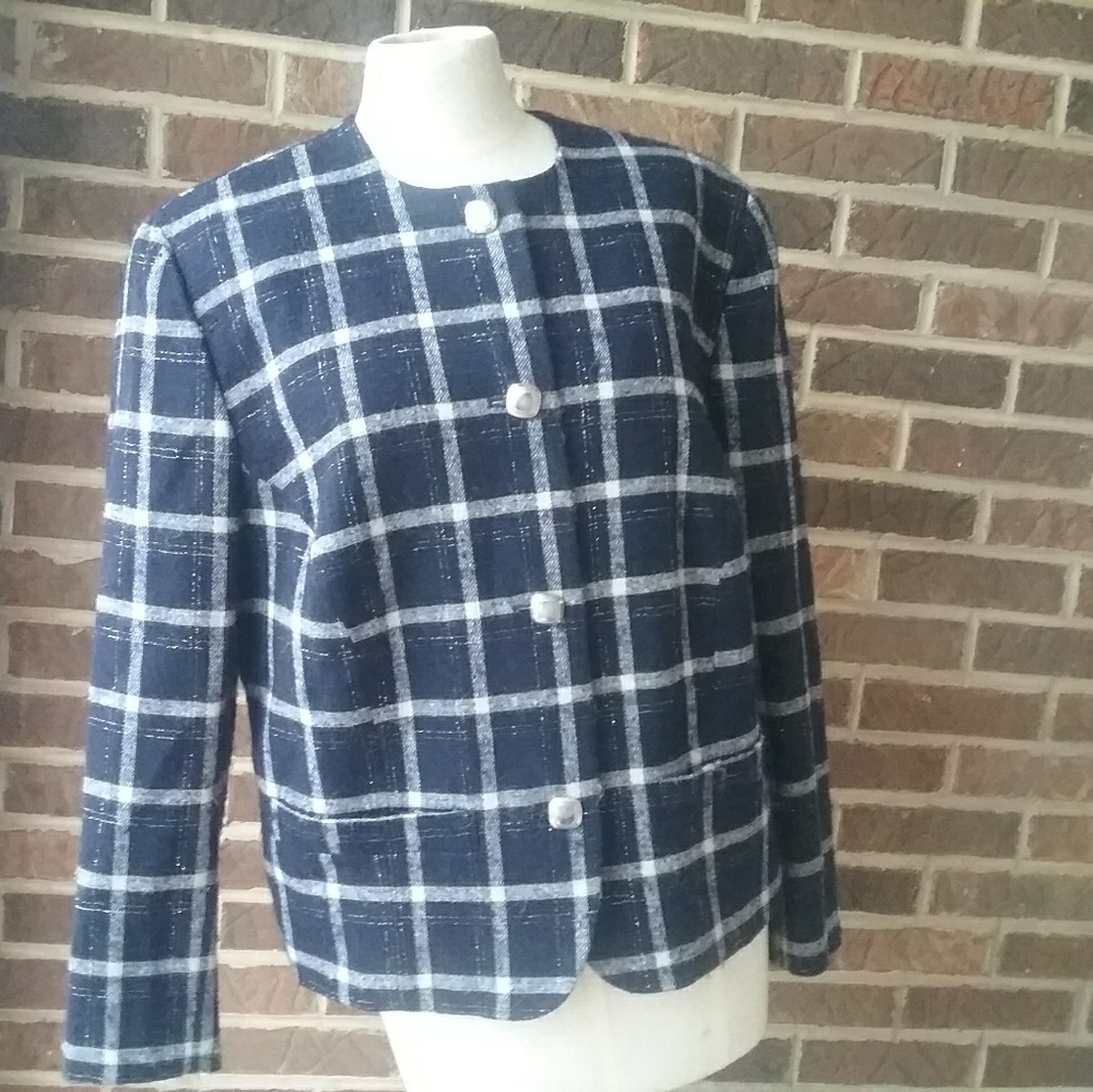 Pendleton Wool Navy and White Windowpane Check - image 1